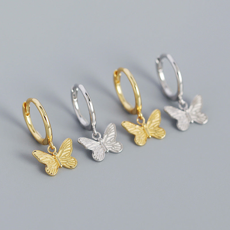 925 Silver Butterfly Hoop Earrings
