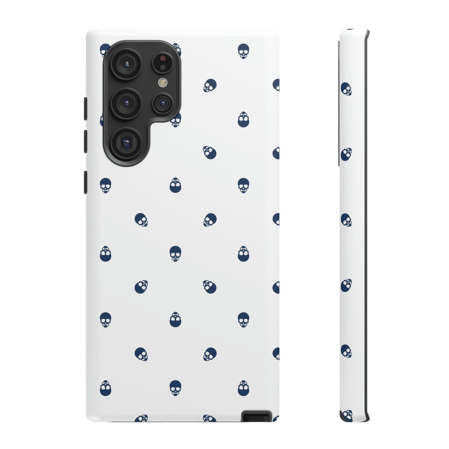 Tough Cases for Iphone, Samsung, Pixel - Lazuli Blue Skulls Pattern on White
