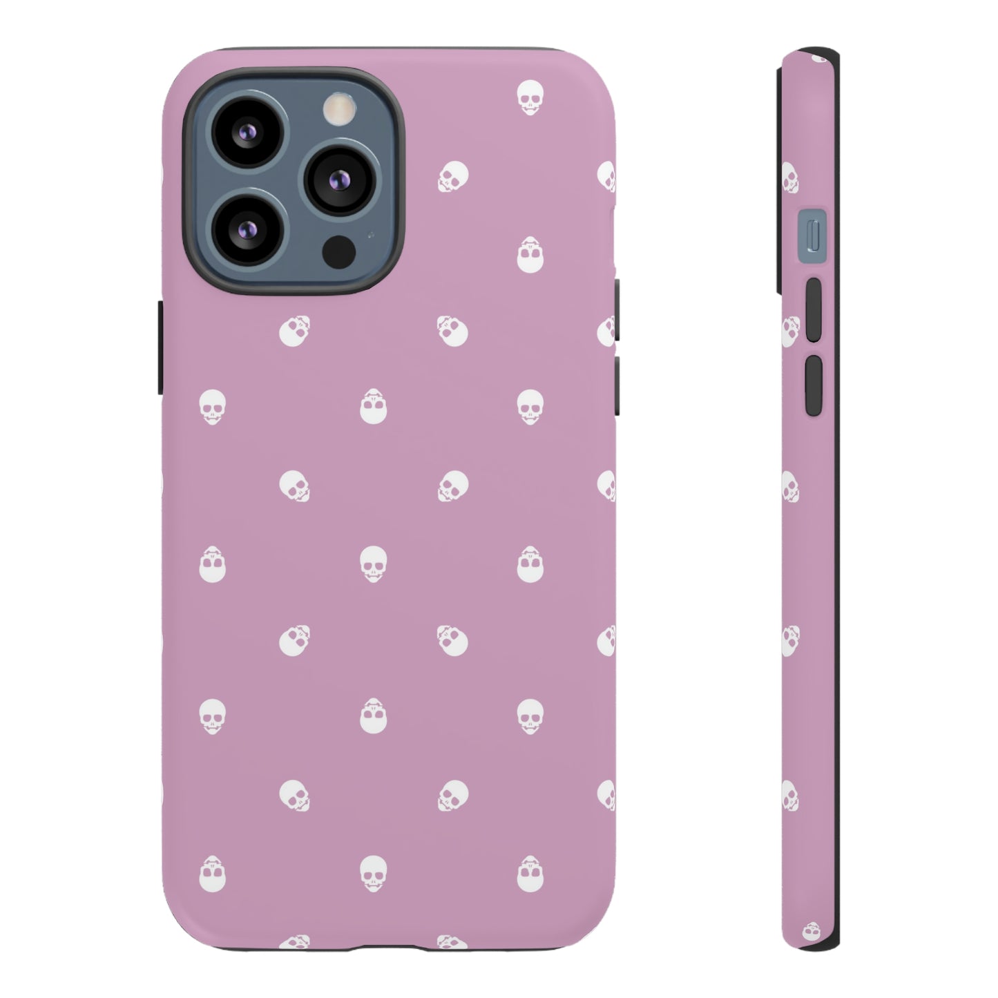 Tough Cases for Iphone, Samsung, Pixel - White Skulls Pattern on Fondant Pink
