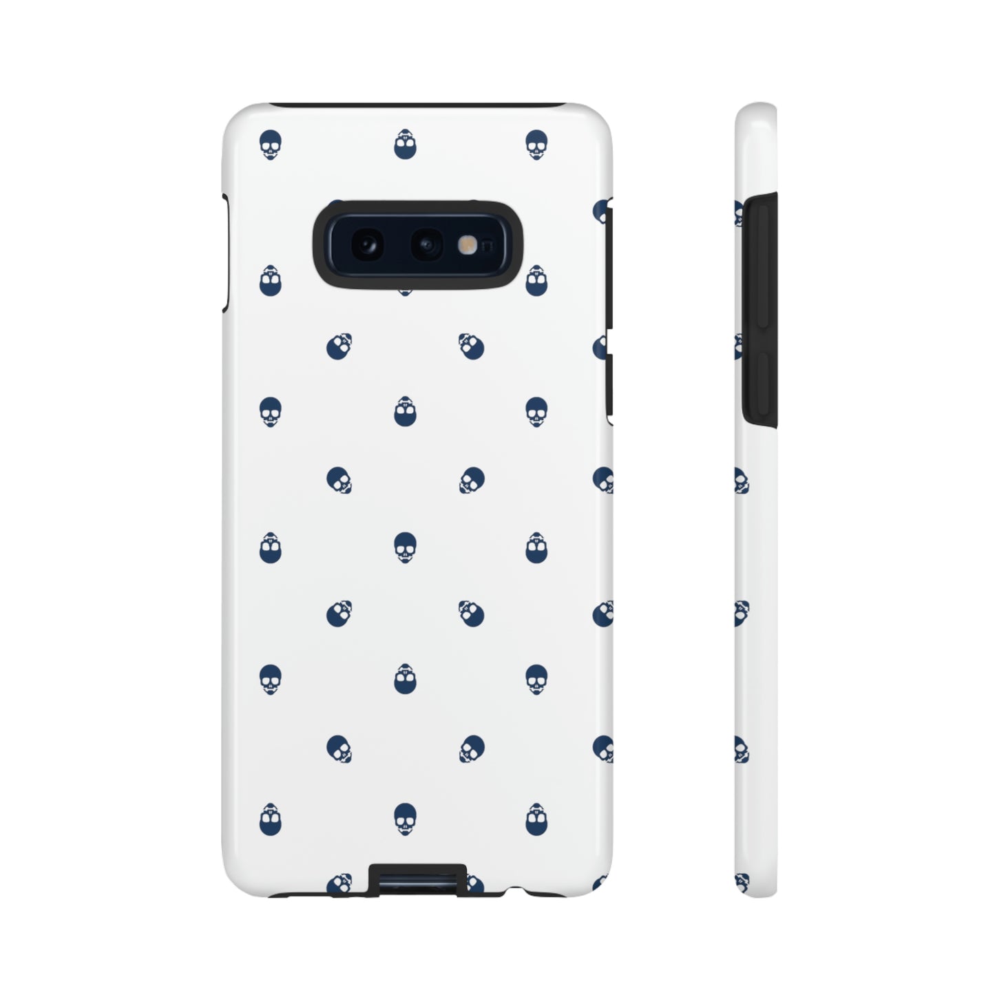 Tough Cases for Iphone, Samsung, Pixel - Lazuli Blue Skulls Pattern on White