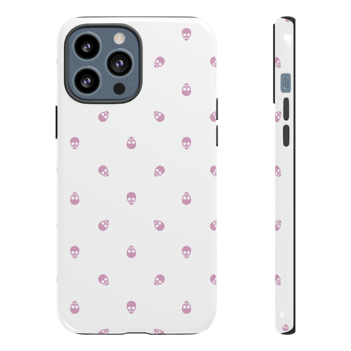 Tough Cases for Iphone, Samsung, Pixel - Fondant Pink Skull Pattern on White