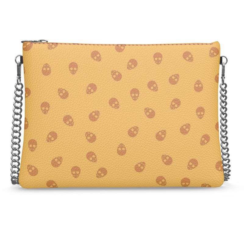 Crossbody Bag With Chain in Honeycomb with Sundial Skulls