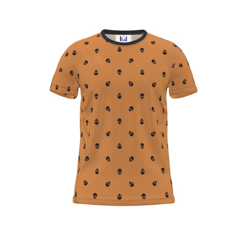 Sundial with Black Skull Pattern T-Shirt