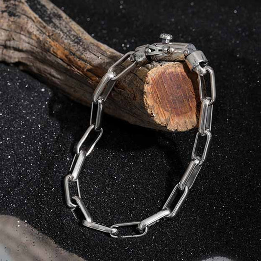 Sleek and modern 925 sterling silver bracelet featuring a unique hollow chain design, perfect for a minimalist and sophisticated look.