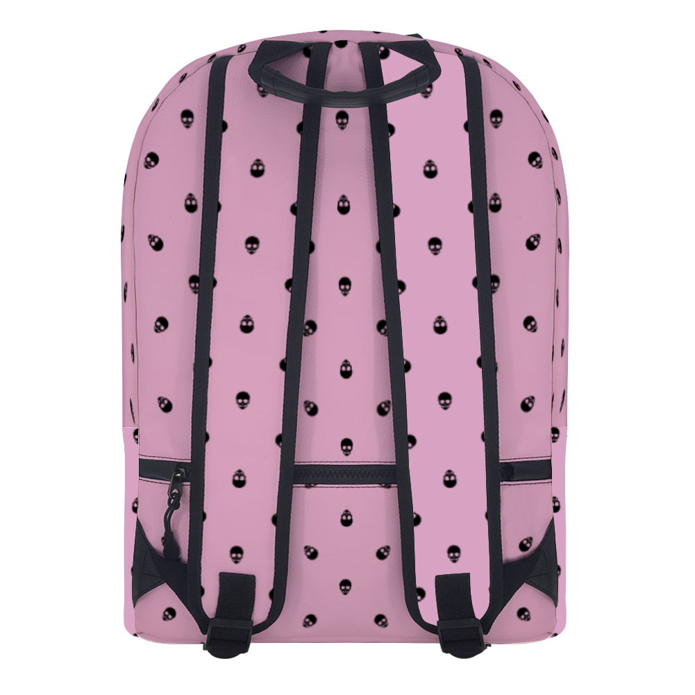 Backpack in Fondant Pink with Black Skull Pattern